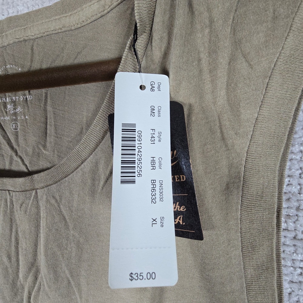 J.Crew Garment-Dyed Cotton Pocket Tank Top Olive Green F1431 Made in USA XL - Picture 4 of 10